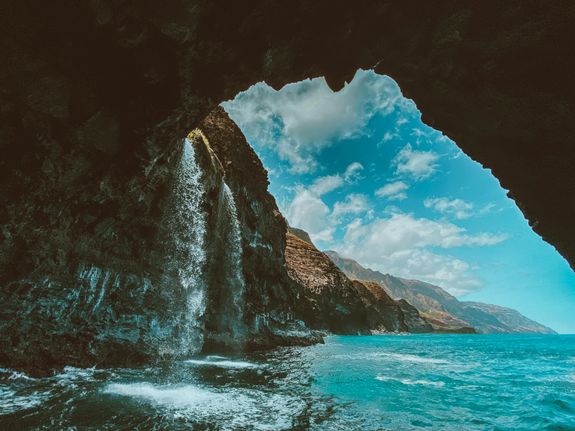 Deep Cave at Ocean Seashore