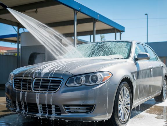 A Mercedes Benz Getting Washed