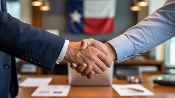 Professional handshake symbolizing cooperation and partnership in a business setting.