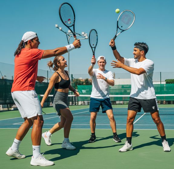 A Man Hitting a Tennis Ball