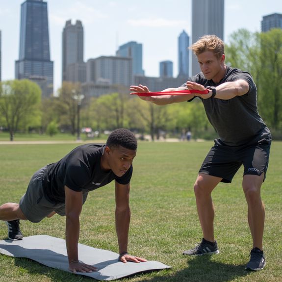 Make use of open space for dynamic, full-body workouts