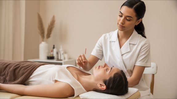 A Man Undergoing Acupuncture