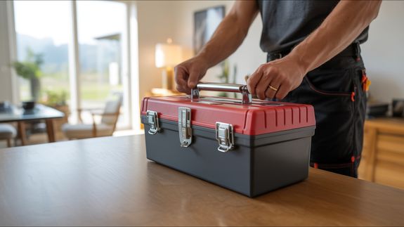 Person Holding a Drill