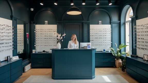 Unrecognizable ophthalmologist checking vision of patient