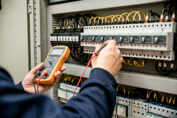 Electrician Repairing Electrical Post