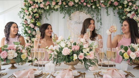 Pink and White Party Favors on Table With Cake