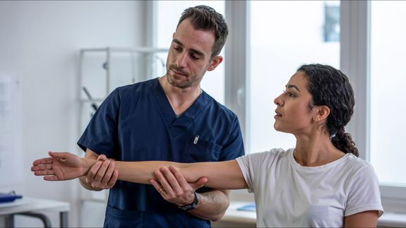 Crop masseur preparing client for spine treatment