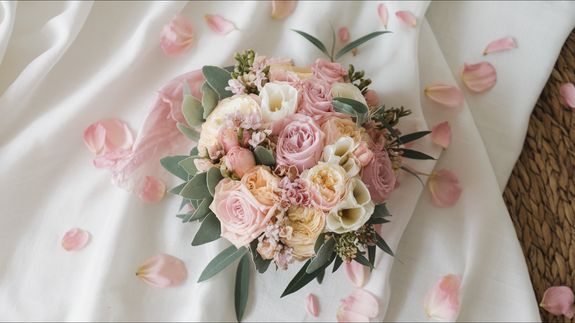 Woman in Pink Long Sleeve Shirt Holding Bouquet of Flowers