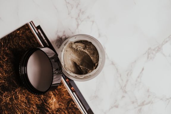 Clear Glass Jar with Clay Mask