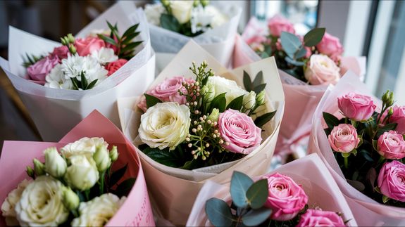 Assorted Flowers on Crates