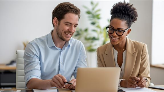 Concentrated female entrepreneur typing on laptop in workplace