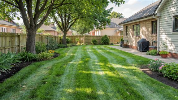 A Person Mowing the Lawn 