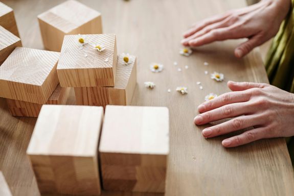 Wooden Blocks on Table Top 