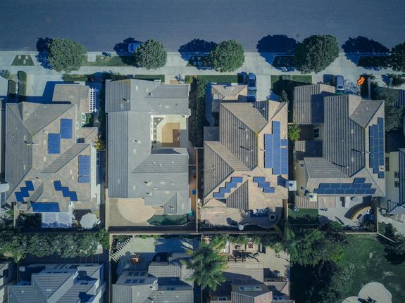 Top View of Houses with Solar Panel