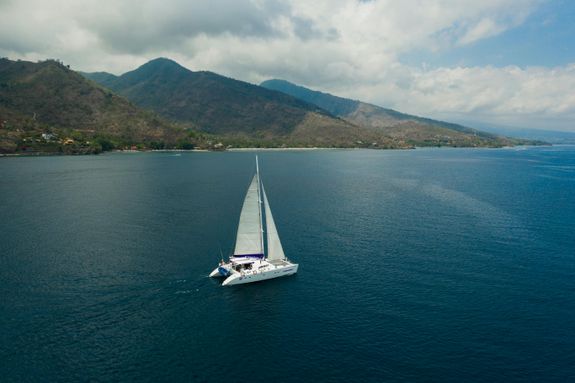 
A Yacht Sailing in the Ocean