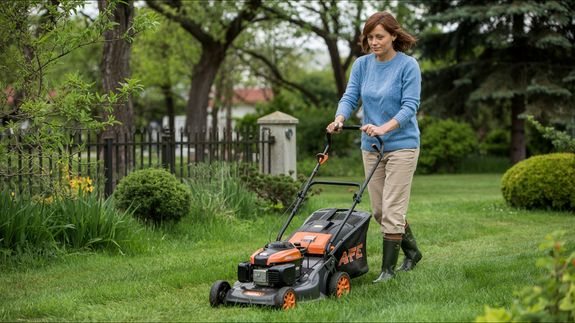 A Person Using a Lawn Mower