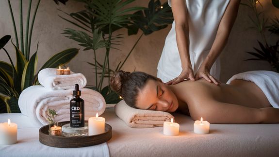Woman Having a Massage with Massage Stones 