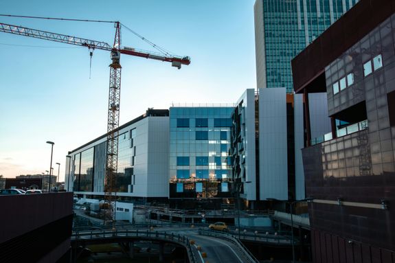 Black Crane Beside Building
