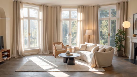 White Curtains on Window Wall