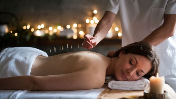 A Man Undergoing Acupuncture