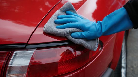 A Window of a Car being Washed