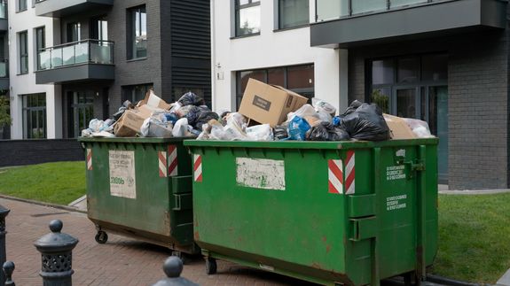 Full Trash Cans in the Back Alley