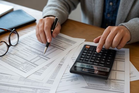 An Accountant Using a Calculator
