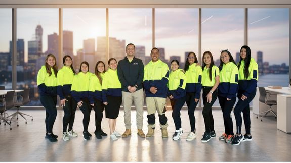 From above of crop faceless person in yellow gloves cleaning handle of cabinet with microfiber cloth in modern bright bathroom
