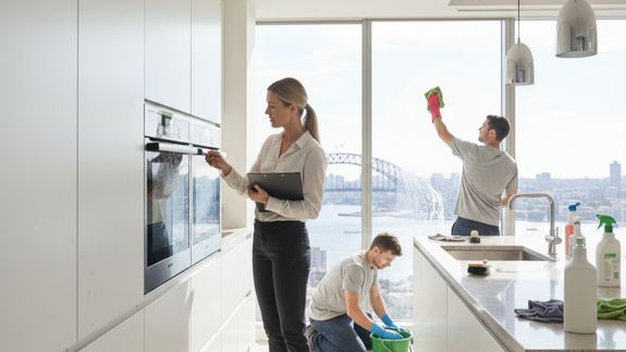person in blue gloves holding white textile