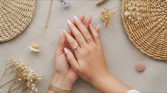 A Woman using a Nail File while Polishing Nails of her Client